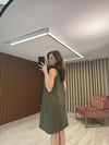 Karol Marka V Yaka Keten Elbise (Yeşil)