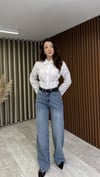 Mavi Beyaz Taşlı Jean