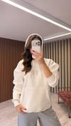 Ön ve Arka Kanat Taş Detaylı Sweatshirt (Siyah-Beyaz)
