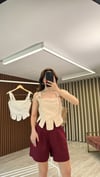 Pamuklu Kumaş Askılı Bluz (Krem)