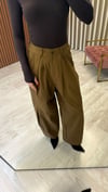 Pileli Barrel Pantolon (Haki-Krem)