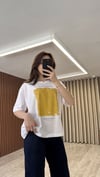 Sarı Kare Baskılı Tshirt