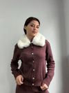 Yaka Kürklü Hırka  (bordo)