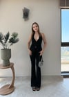Agraflı Bluz ve Pantolonlu Crep Takım Siyah 2363