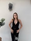 Agraflı Bluz ve Pantolonlu Crep Takım Siyah 2363