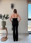 Agraflı Bluz ve Pantolonlu Crep Takım Siyah 2363