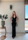 Agraflı Bluz ve Pantolonlu Crep Takım Siyah 2363