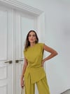 AKSESUAR DETAY BLUZ VE PANTOLONLU GOFRE İKİLİ TAKIM YEŞİLL