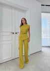 AKSESUAR DETAY BLUZ VE PANTOLONLU GOFRE İKİLİ TAKIM YEŞİLL