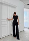 AKSESUAR DETAY BLUZ VE PANTOLONLU GOFRE İKİLİ TAKIM SİYAH