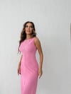 AKSESUAR DETAY UZUN KALEM OTTOMAN ELBİSE PEMBE