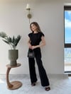 Asimetrik Detay Bluz ve Pantolonlu Double Kumas İkili Takım Siyah 2272