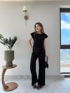 Asimetrik Detay Bluz ve Pantolonlu Double Kumas İkili Takım Siyah 2272