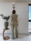 Asimetrik Detay Bluz ve Pantolonlu Double Kumas İkili Takım Haki 2272