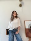 Asimetrik Detay Panço Bluz Bej 2327