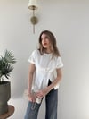 Asimetrik Detay Yırtmaçlı Drapeli Modal Tişört Beyaz 2255