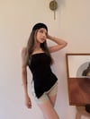 Asimetrik Kesim Straplez Bluz Siyah 2344