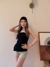 Asimetrik Kesim Straplez Bluz Siyah 2344