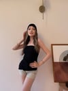 Asimetrik Kesim Straplez Bluz Siyah 2344