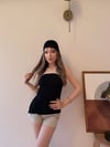 Asimetrik Kesim Straplez Bluz Siyah 2344