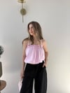 Askı Ayarlı İç Astarlı Balon Tensel Bluz Pembe 2283
