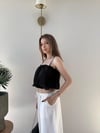 Askı Ayarlı İç Astarlı Balon Tensel Bluz Siyah 2283