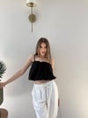 Askı Ayarlı İç Astarlı Balon Tensel Bluz Siyah 2283