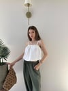 Askı Ayarlı İç Astarlı Balon Tensel Bluz Beyaz 2283