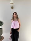Askı Ayarlı İç Astarlı Balon Tensel Bluz Pembe 2283