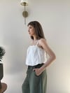 Askı Ayarlı İç Astarlı Balon Tensel Bluz Beyaz 2283