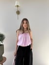 Askı Ayarlı İç Astarlı Balon Tensel Bluz Pembe 2283