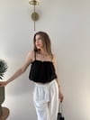 Askı Ayarlı İç Astarlı Balon Tensel Bluz Siyah 2283