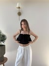 Askı Ayarlı İç Astarlı Balon Tensel Bluz Siyah 2283