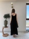 Askı Ayarlı Keten İç Astarlı Salaş Elbise Siyah 2298