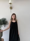 Askı Ayarlı Keten İç Astarlı Salaş Elbise Siyah 2298