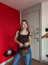 Askı Bağlama Bel Korse Detay Bluz Acı Kahve 2200