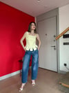 Askı Bağlama Bel Korse Detay Bluz Sarı 2200