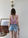 Askı Bağlamalı Pitikare Desen Etek Volanlı Bluz Pembe 2312