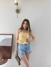 Askı Bağlamalı Pitikare Desen Etek Volanlı Bluz Sarı 2312
