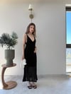 Askılı Astarlı Dantel Elbise Siyah 2318