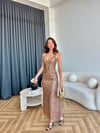 Askılı Astarlı Pul Payetli Elbise Gold 2388