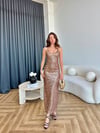 Askılı Astarlı Pul Payetli Elbise Gold 2388