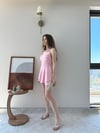 Askılı Bel Drape Detay Şortlu Elbise Pembe 2304