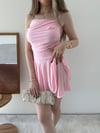 Askılı Bel Drape Detay Şortlu Elbise Pembe 2304