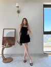 Askılı Bel Drape Detay Şortlu Elbise Siyah 2304