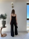 Askılı Bluz ve Pantolonlu Çilek İkili Takım Siyah 2316