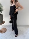 Askılı Bluz ve Pantolonlu Çilek İkili Takım Siyah 2316
