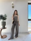 Askılı Bluz ve Pantolonlu Çilek İkili Takım Vizon 2316