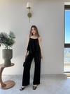 Askılı Bluz ve Pantolonlu Çilek İkili Takım Siyah 2316