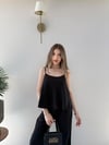 Askılı Bluz ve Pantolonlu Çilek İkili Takım Siyah 2316